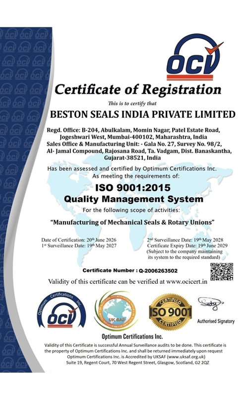 Beston Seals Certificate 3